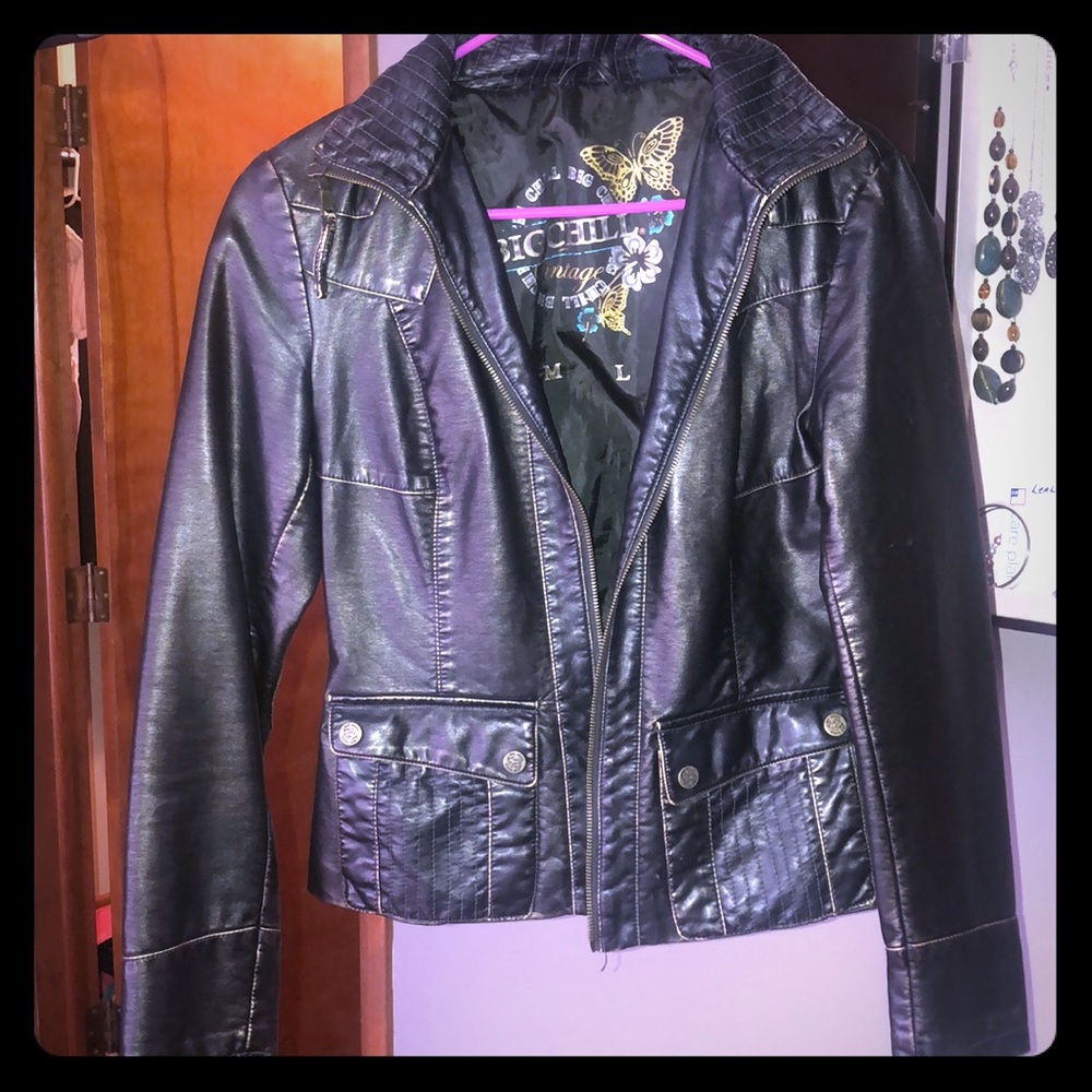 Black leather jacket size S